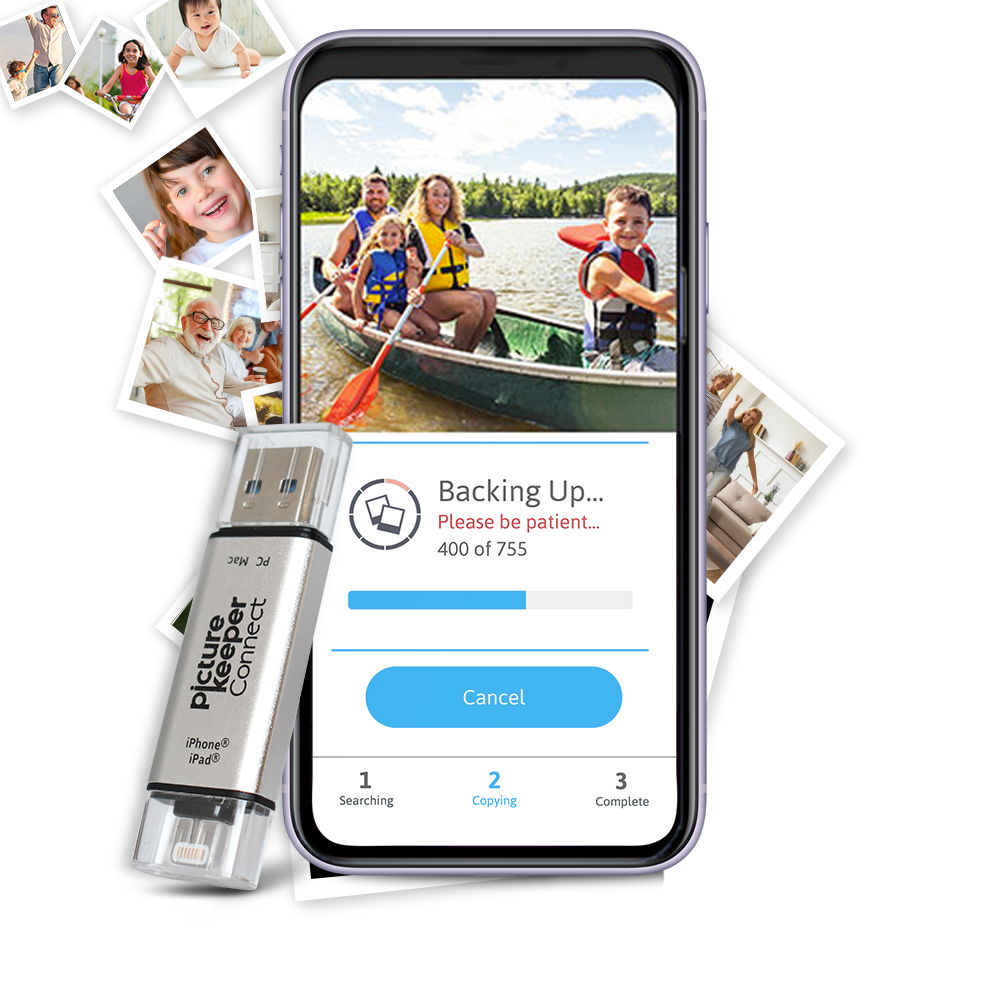 Save up to 8,000 photos, videos and contacts from your Phones and