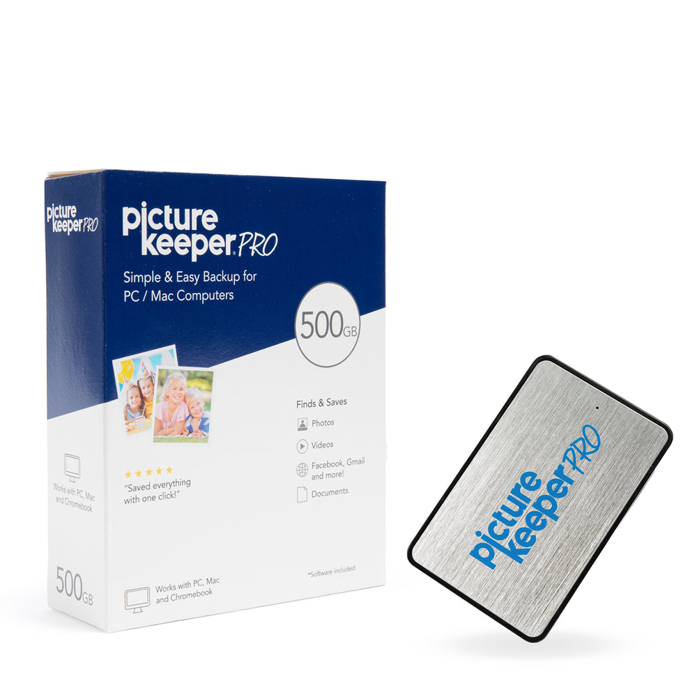 Picture Keeper Pro (500GB) Save up to 125,000 photos, videos, music and more from your PC and Mac computers. Bonus: Save from online locations such as Facebook or Email